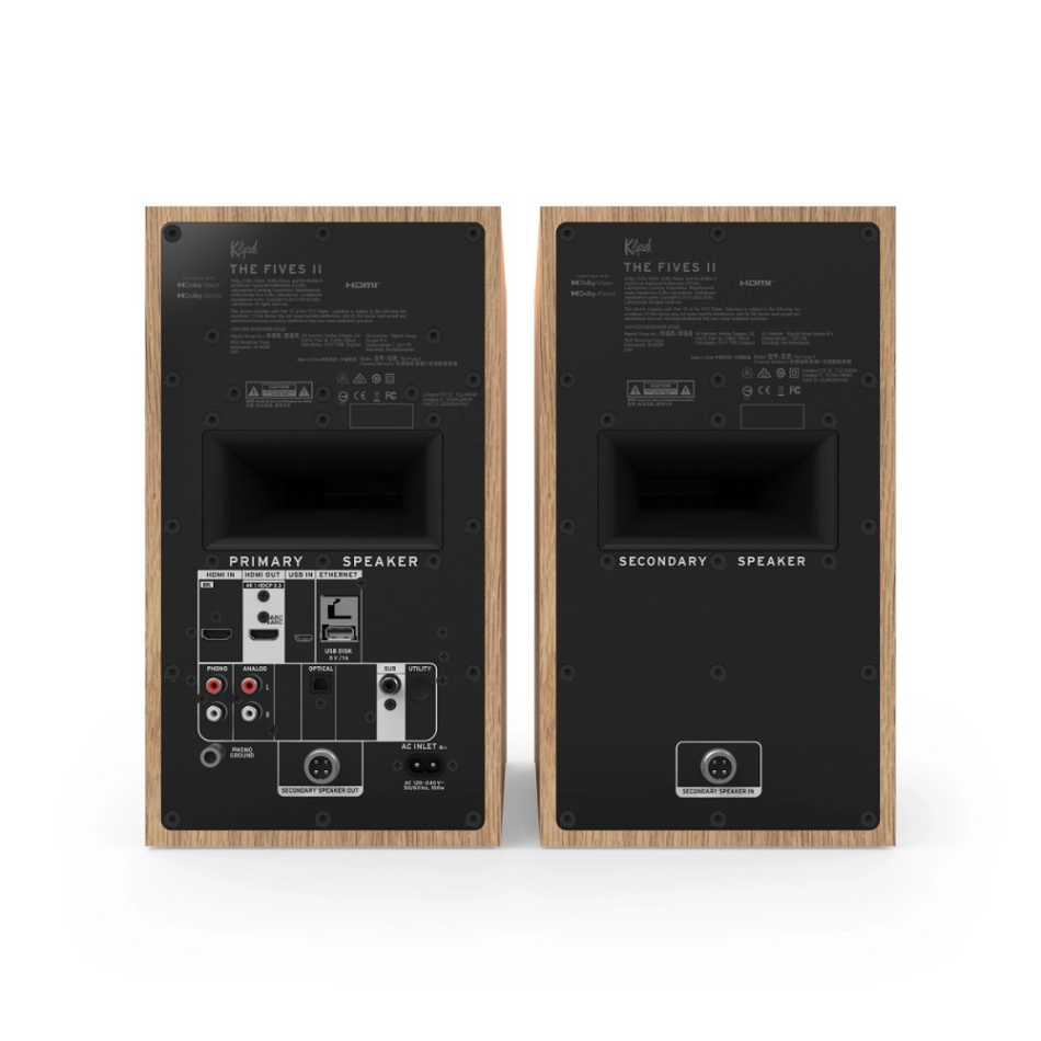 Klipsch The Fives II streaminghøyttalere med HDMI & Dolby Atmos, eik par