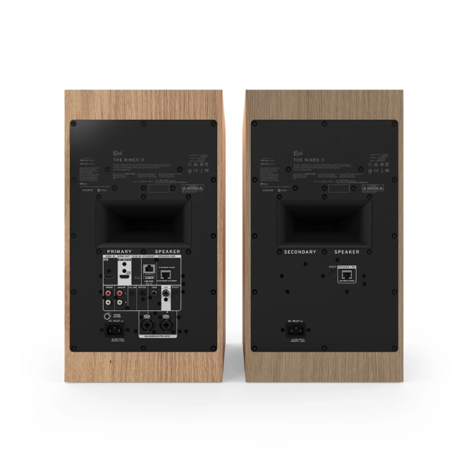 Klipsch The Nines II streaminghøyttalere med HDMI, Dolby Atmos & Dirac Live, eik par