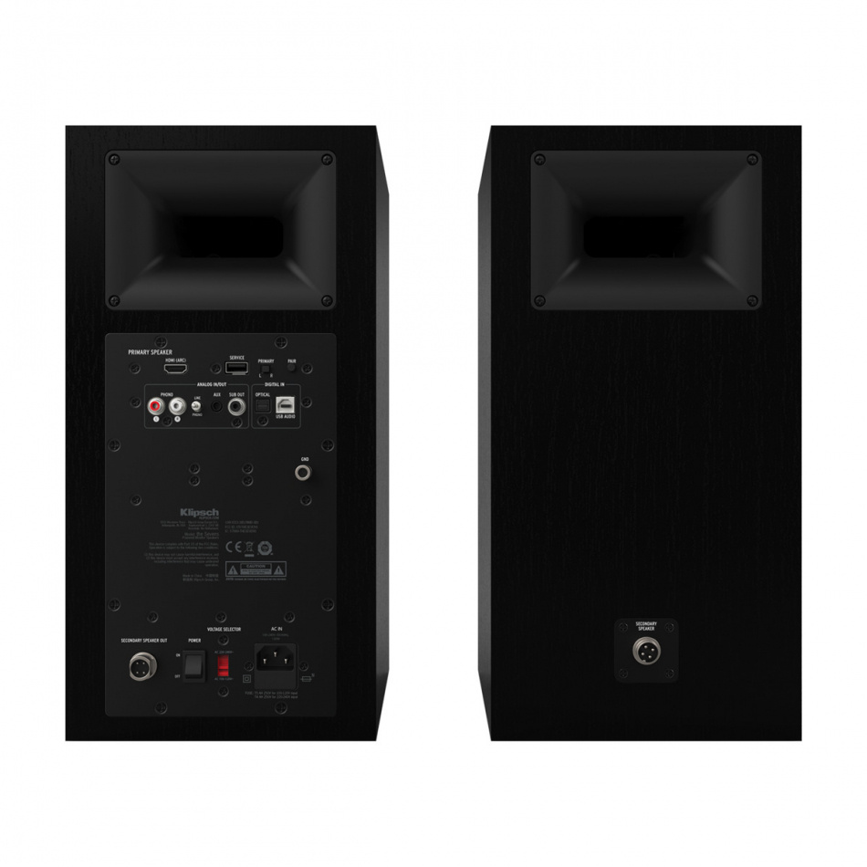 Klipsch The Sevens aktive høyttalere med gratis WiiM Mini, HDMI ARC, Bluetooth & RIAA, svart