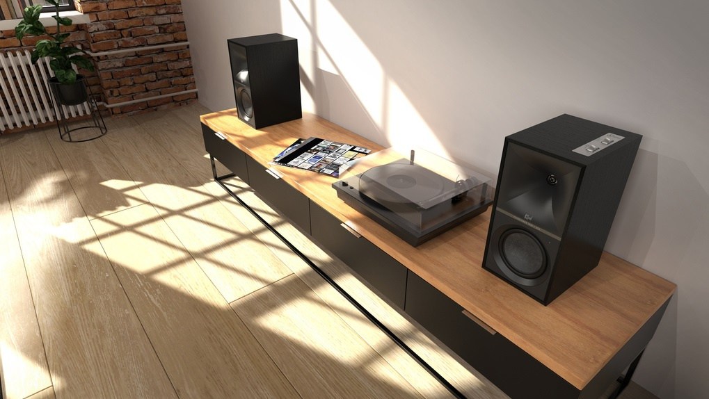 Klipsch The Sevens aktive høyttalere med gratis WiiM Mini, HDMI ARC, Bluetooth & RIAA, svart
