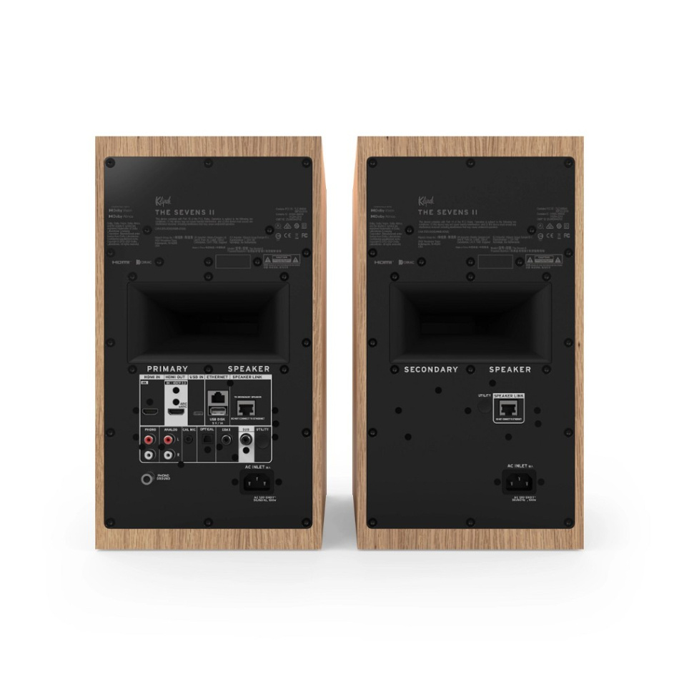 Klipsch The Sevens II streaminghøyttalere med HDMI, Dolby Atmos & Dirac Live, eik par