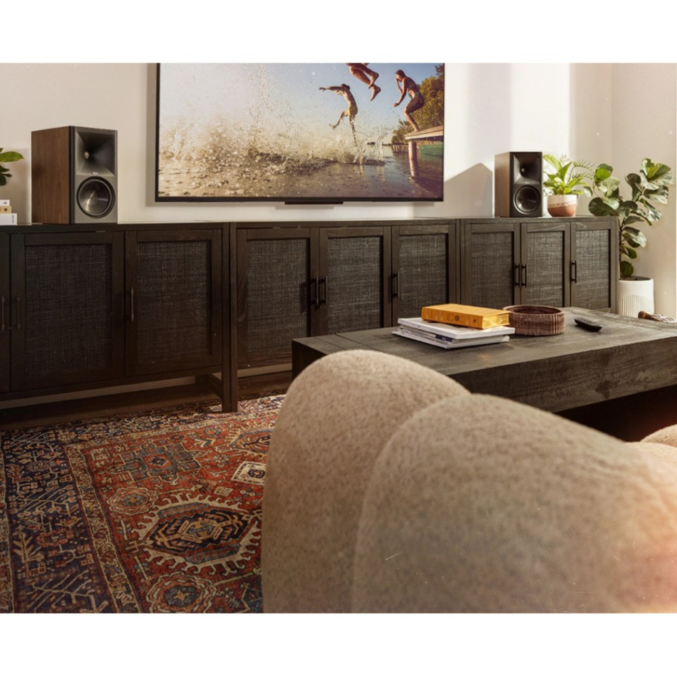 Klipsch The Sevens II streaminghøyttalere med HDMI, Dolby Atmos & Dirac Live, valnøtt par