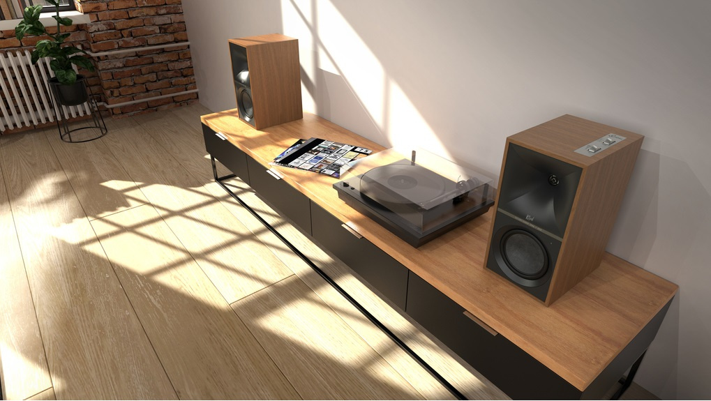 Klipsch The Sevens aktive høyttalere med gratis WiiM Mini, HDMI ARC, Bluetooth & RIAA, valnøtt