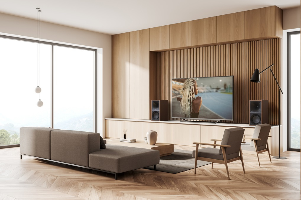 Klipsch The Sevens aktive høyttalere med gratis WiiM Mini, HDMI ARC, Bluetooth & RIAA, valnøtt