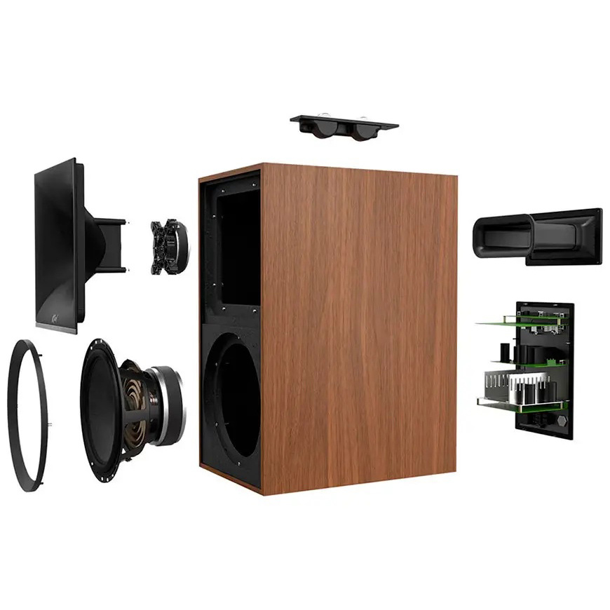 Klipsch The Sevens aktive høyttalere med gratis WiiM Mini, HDMI ARC, Bluetooth & RIAA, valnøtt