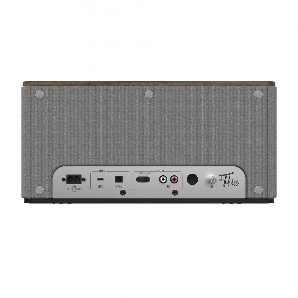 Klipsch The Three Plus aktiv høyttaler med Bluetooth & USB-C, valnøtt Retureksemplar