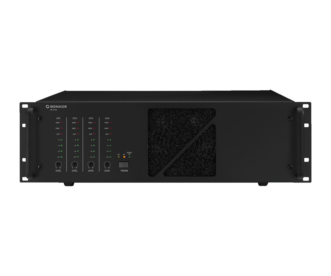 Monacor PA-4120 kommersiell effektforsterker for 70/100V