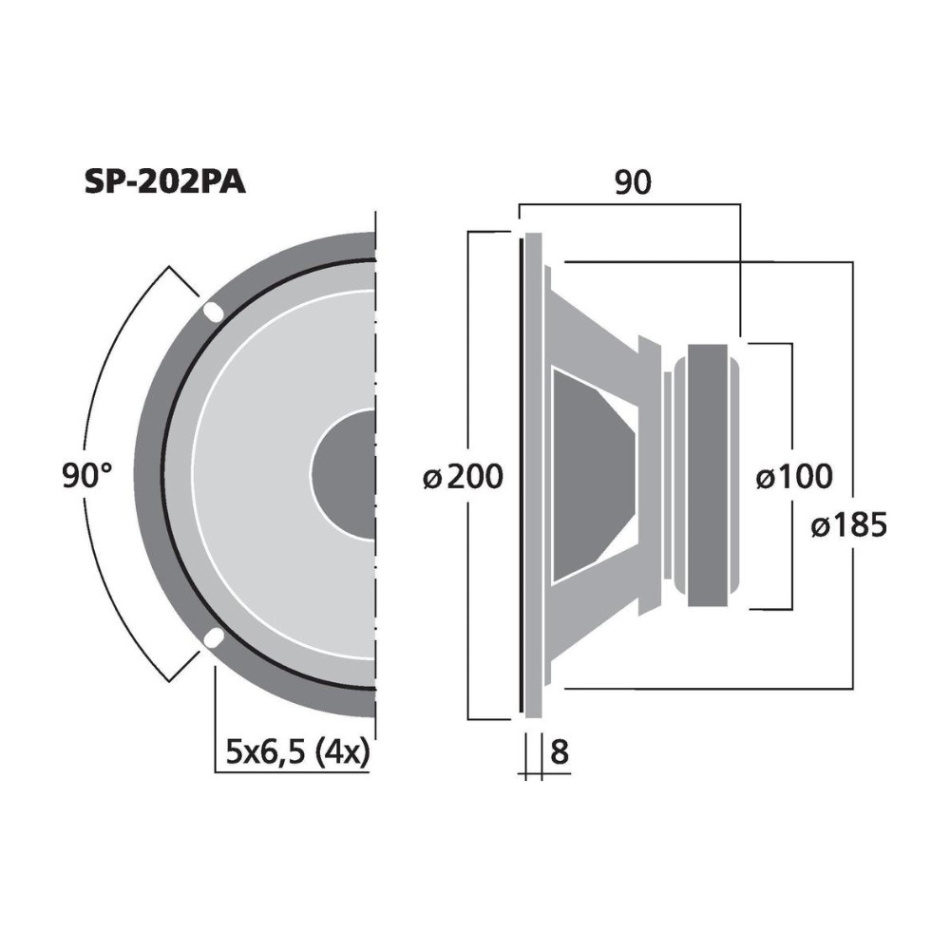 Monacor SP-202PA mellomtone-/basshøyttaler
