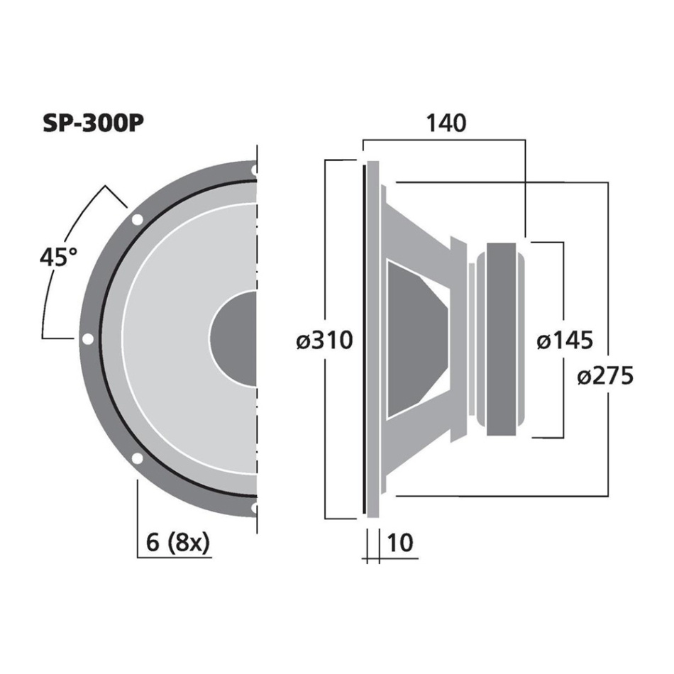 Monacor SP-300P høyttalerelement basselement 12