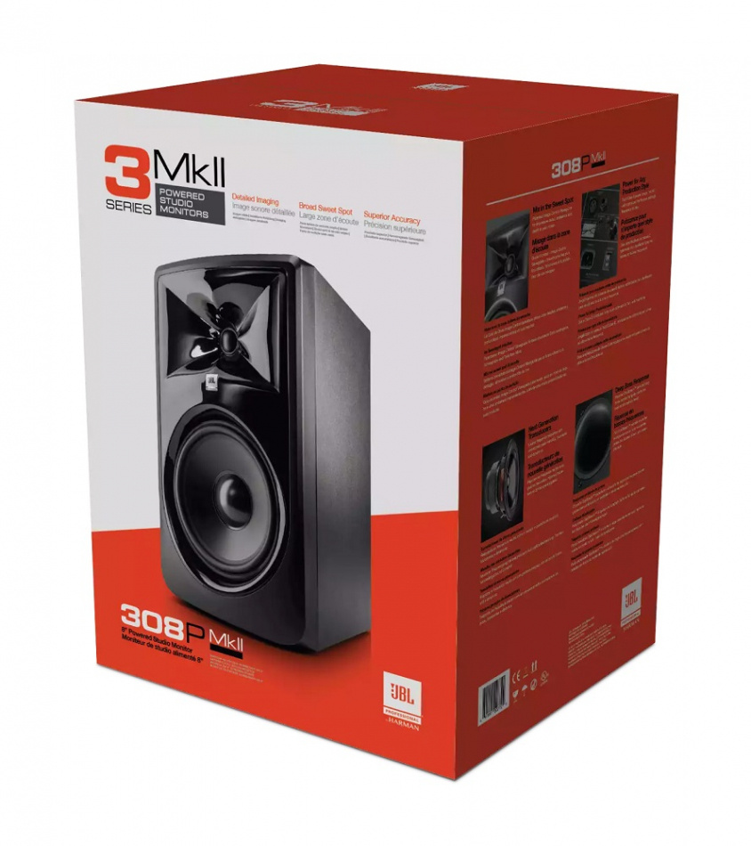 JBL 308P MKII aktiv studiomonitor med XLR & Tele, stykk