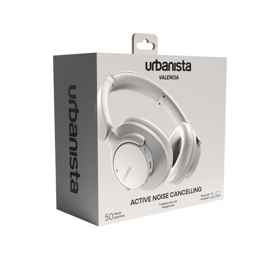 Urbanista Valencia trådløse over-ear-hodetelefoner med støyreduksjon, Cloud White