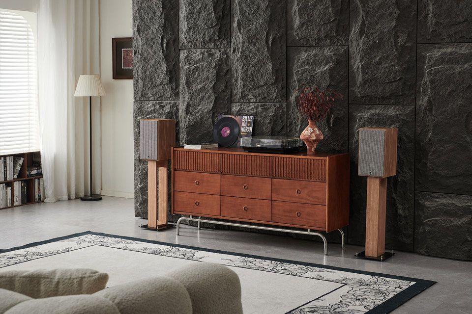 Elipson Heritage XLS7 vintage-inspirerte stativhøyttalere par, lys eik