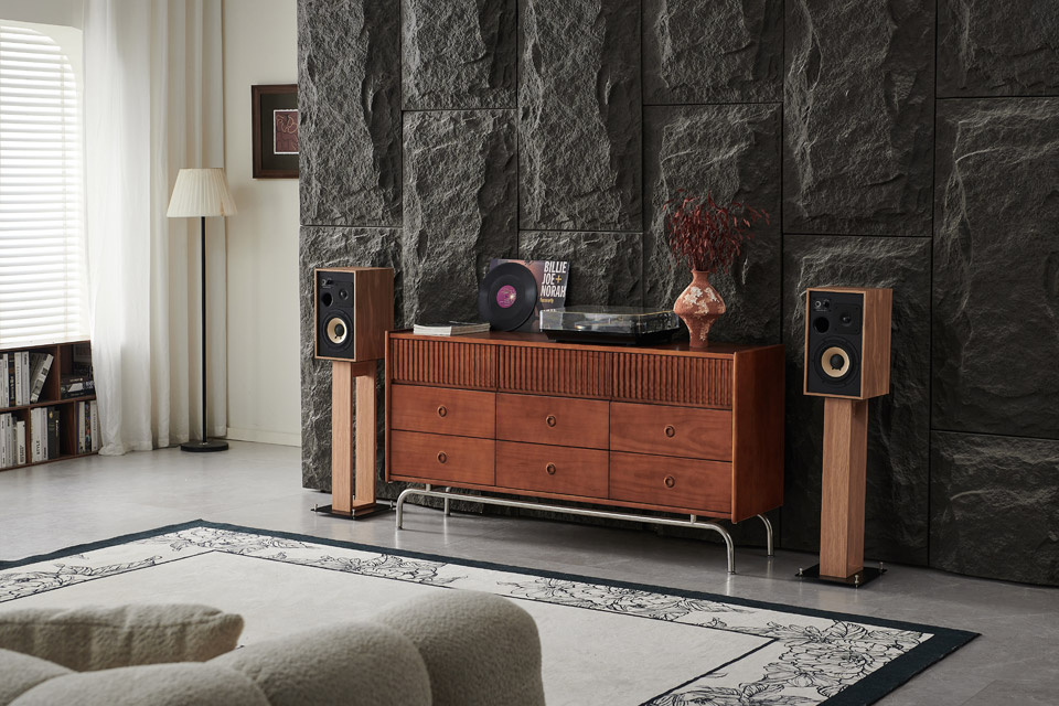 Elipson Heritage XLS7 vintage-inspirerte stativhøyttalere par, lys eik