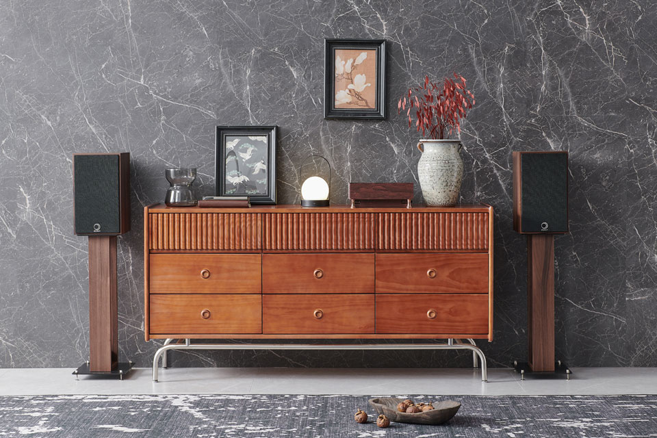 Elipson Heritage XLS7 vintage-inspirerte stativhøyttalere par, valnøtt