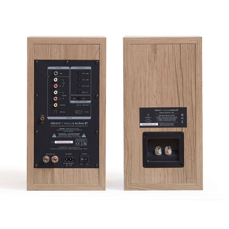Elipson Horus 6B BT aktive stereohøyttalere med HDMI ARC, lys eik par