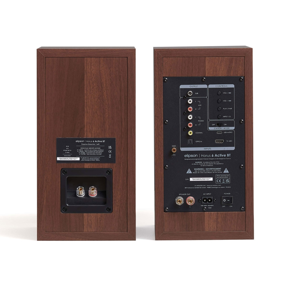 Elipson Horus 6B BT aktive stereohøyttalere med HDMI ARC, valnøtt par