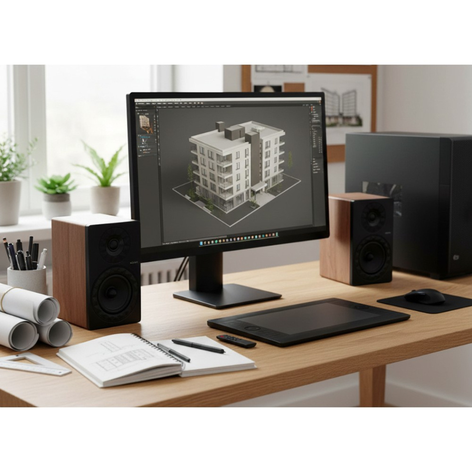 Elipson Prestige Facet II 6B aktiv streaminghøyttaler med HDMI, valnøtt par