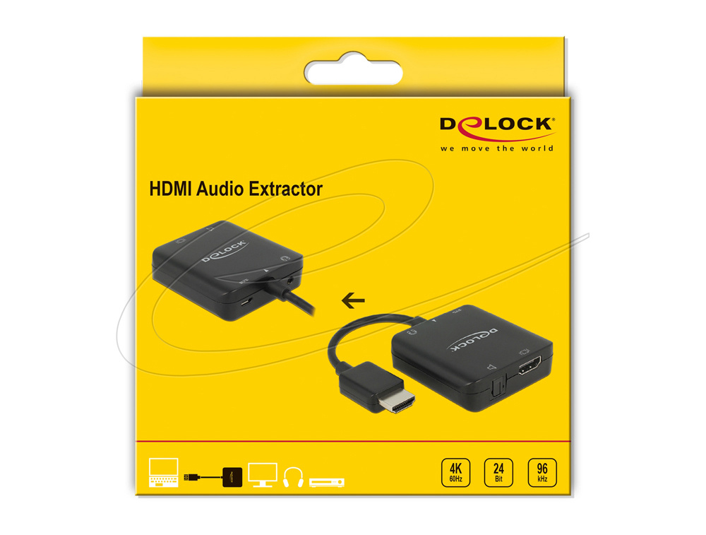 Delock HDMI Audio Extractor 4K 60 Hz, HDMI->Optisk & Analog 3.5mm