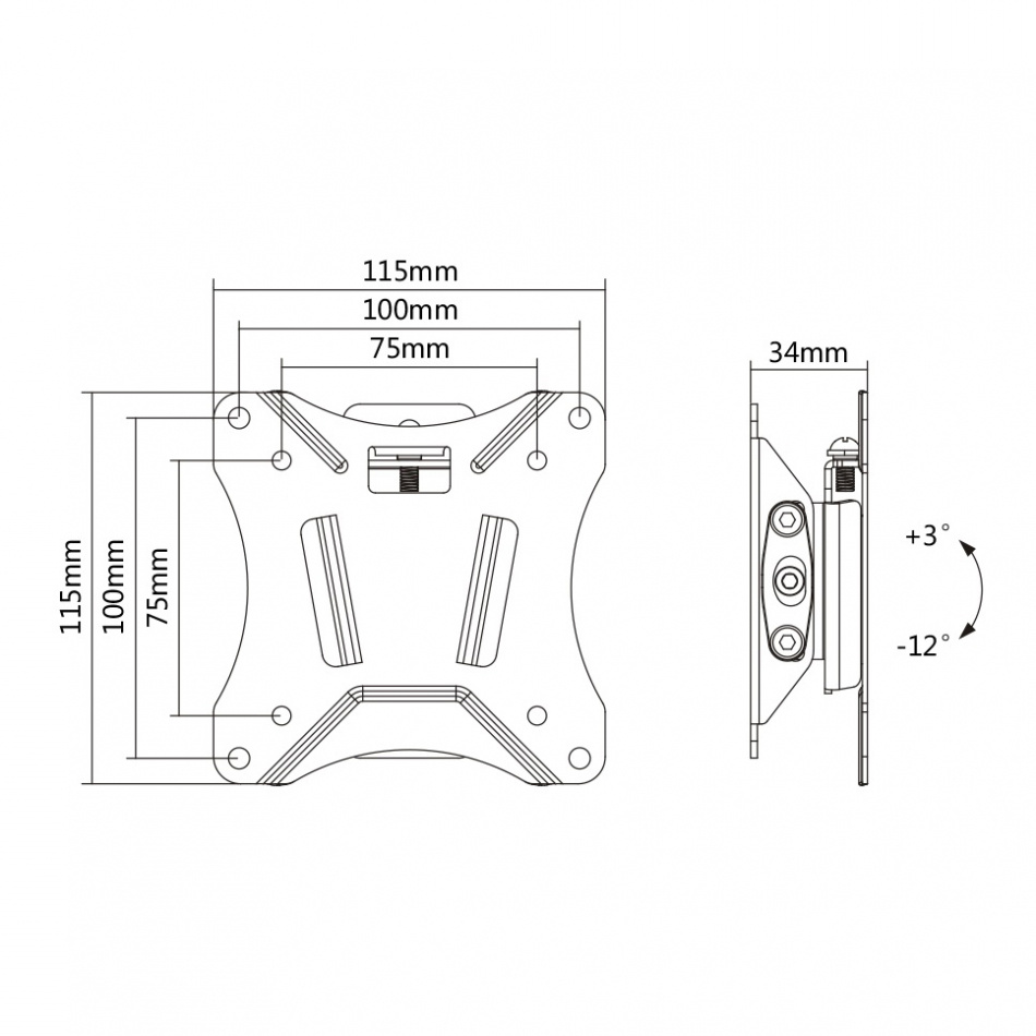 Deltaco ARM-0102 tiltbar VESA-veggfeste, stykk