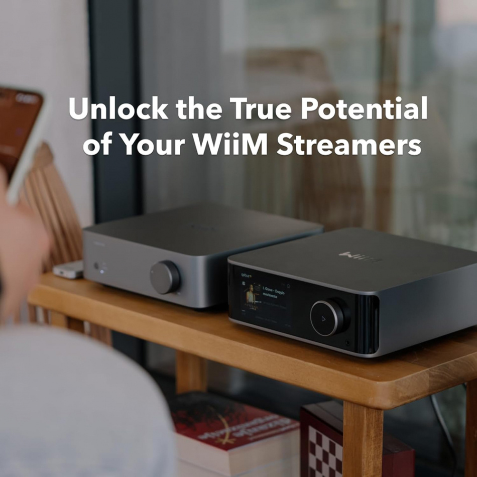 WiiM Vibelink Amp stereoforsterker med DAC, mørkegrå
