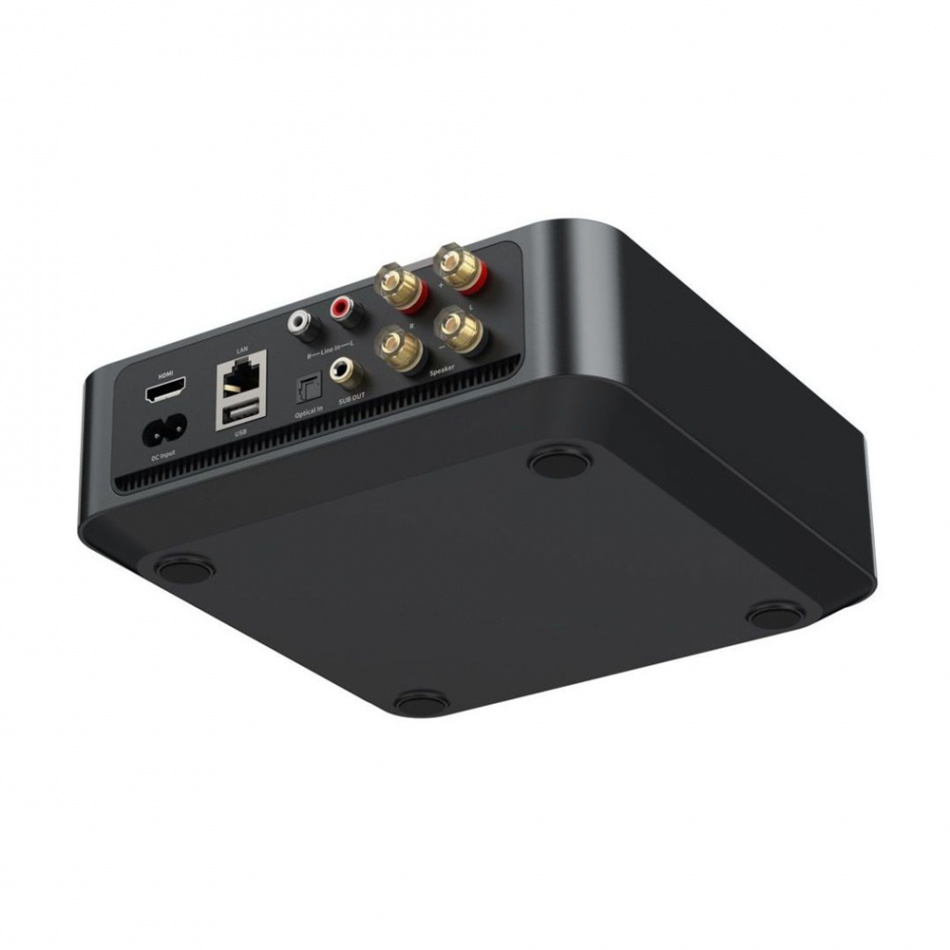 WiiM Amp strømmeforsterker med Chromecast & HDMI ARC, mørkegrå