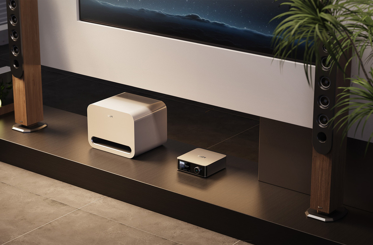 WiiM Sub Pro kompakt trådløs subwoofer, hvit