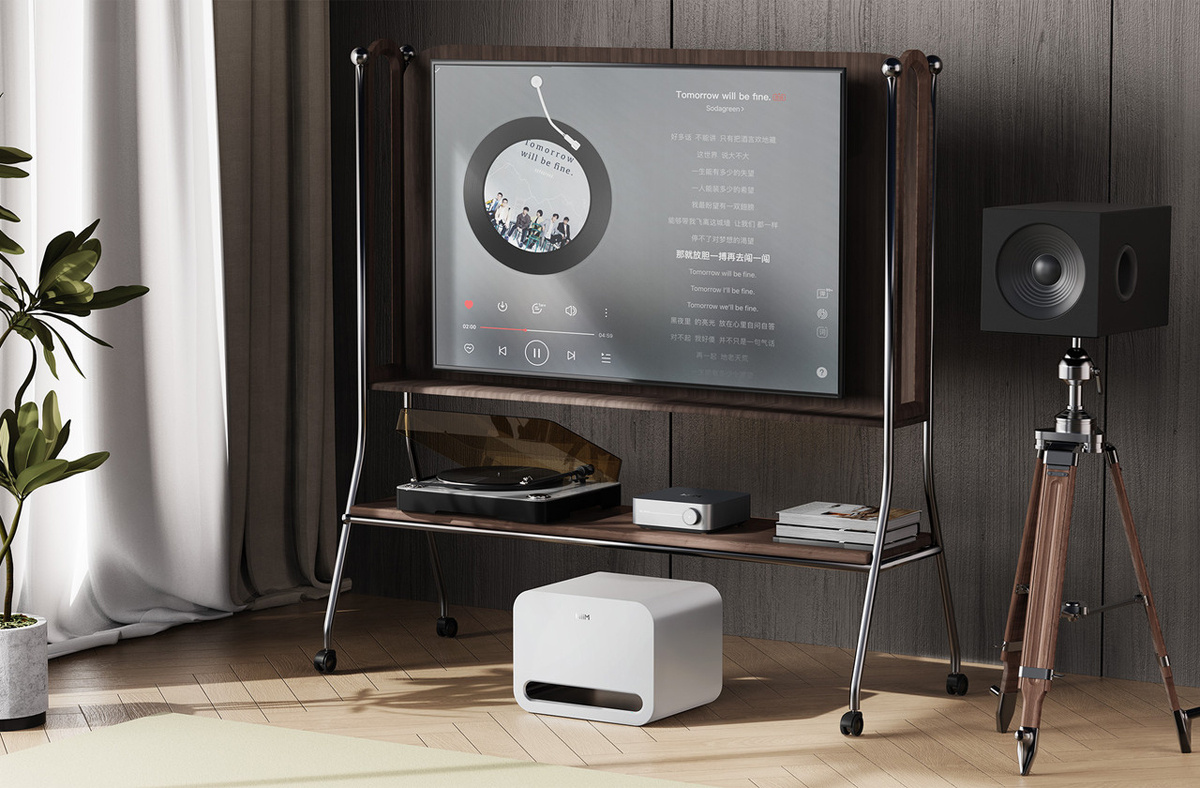 WiiM Sub Pro kompakt trådløs subwoofer, hvit