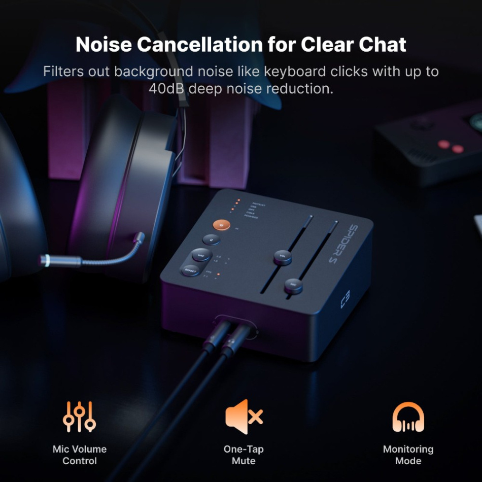 Fosi Audio StepSense C3 Gaming DAC & Hodetelefonforsterker