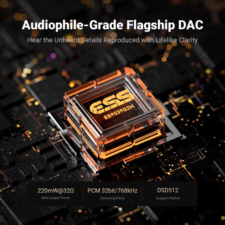 Fosi Audio DS3 portabel DAC & hodetelefonforsterker, Galaxy Grey