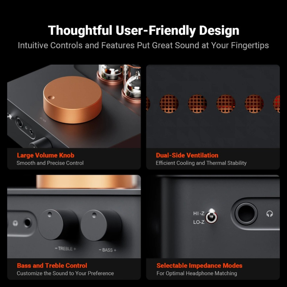 Fosi Audio GR70 rørbestykket hodetelefonforsterker med forforsterkerdel