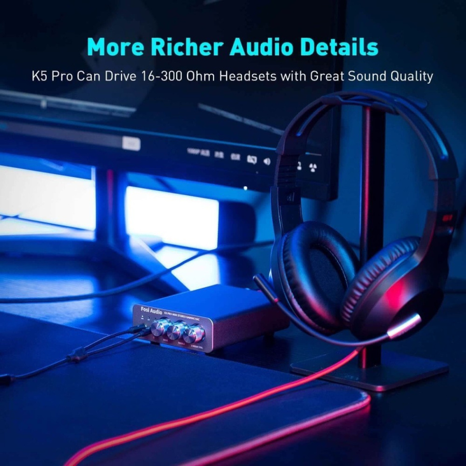 Fosi Audio K5 PRO kompakt hodetelefonforsterker og DAC