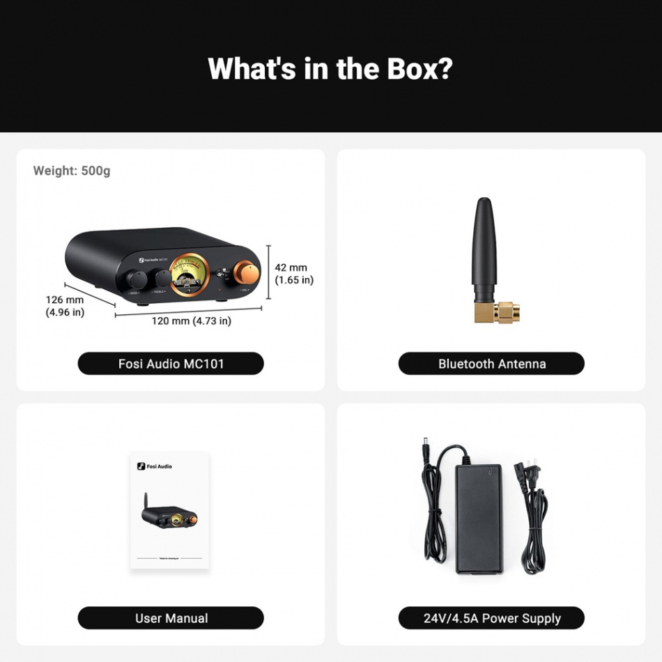 Fosi Audio MC101 kompakt stereoforsterker med Bluetooth