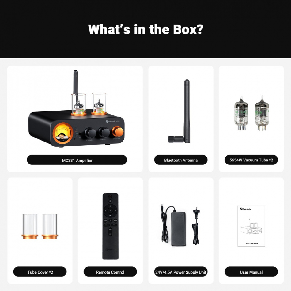 Fosi Audio MC331 rørbestykket stereoforsterker med Bluetooth og DAC