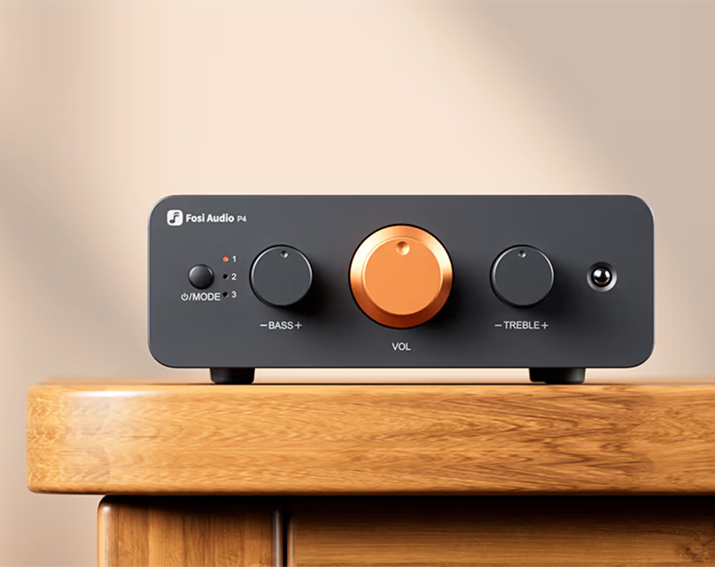 Fosi Audio P4 kompakt forforsterker med tonekontroller