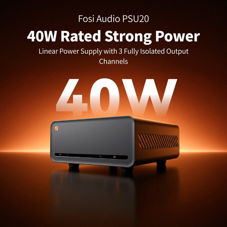 Fosi Audio PSU20 lineær strømforsyning med tre utganger