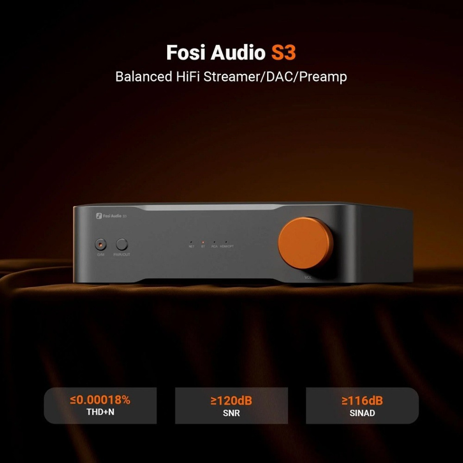 Fosi Audio S3 nettverksstreamer med HDMI eARC & XLR-utgang
