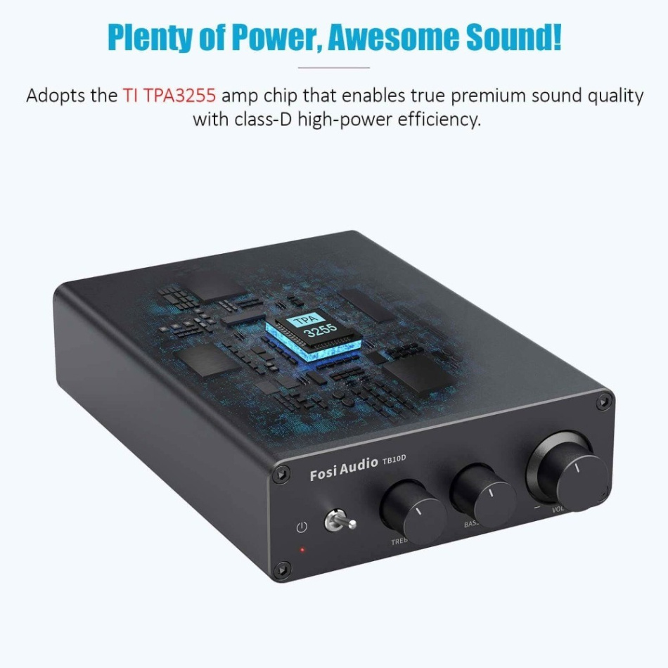 Fosi Audio TB10D kompakt stereoforsterker med 32V strømforsyning