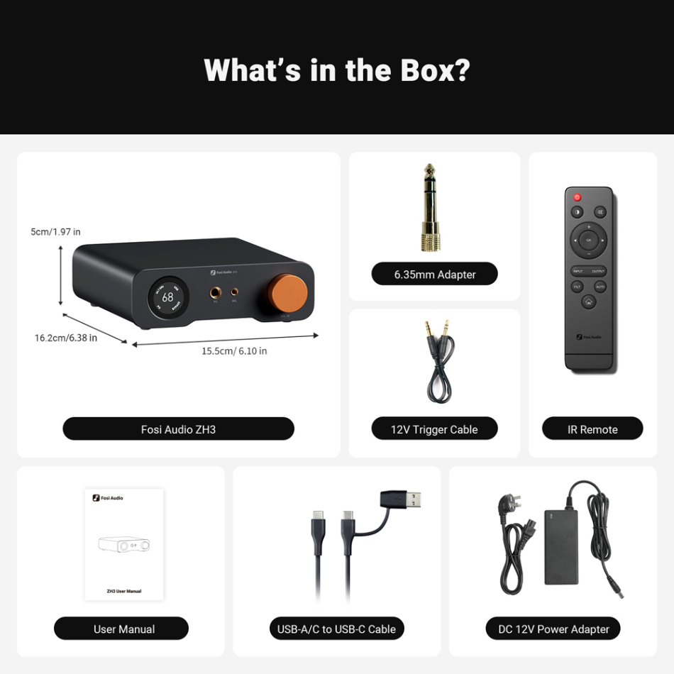 Fosi Audio ZH3 hodetelefonforsterker med DAC & XLR