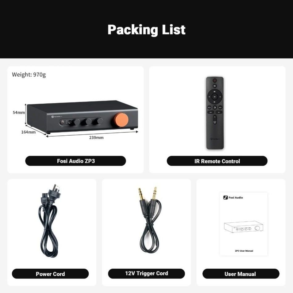 Fosi Audio ZP3 forforsterker med XLR, høypassfilter & subutgang