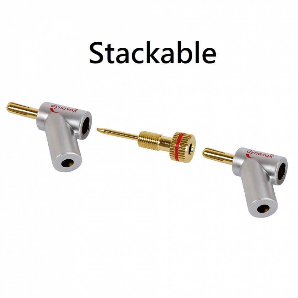 Dynavox BN207528, vinklede banankontakter 4-pakning