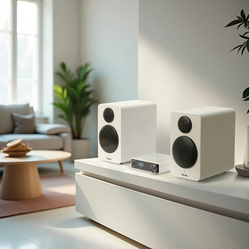 Dynavox DA-200 kompakt forsterker med Bluetooth & DAC, hvit