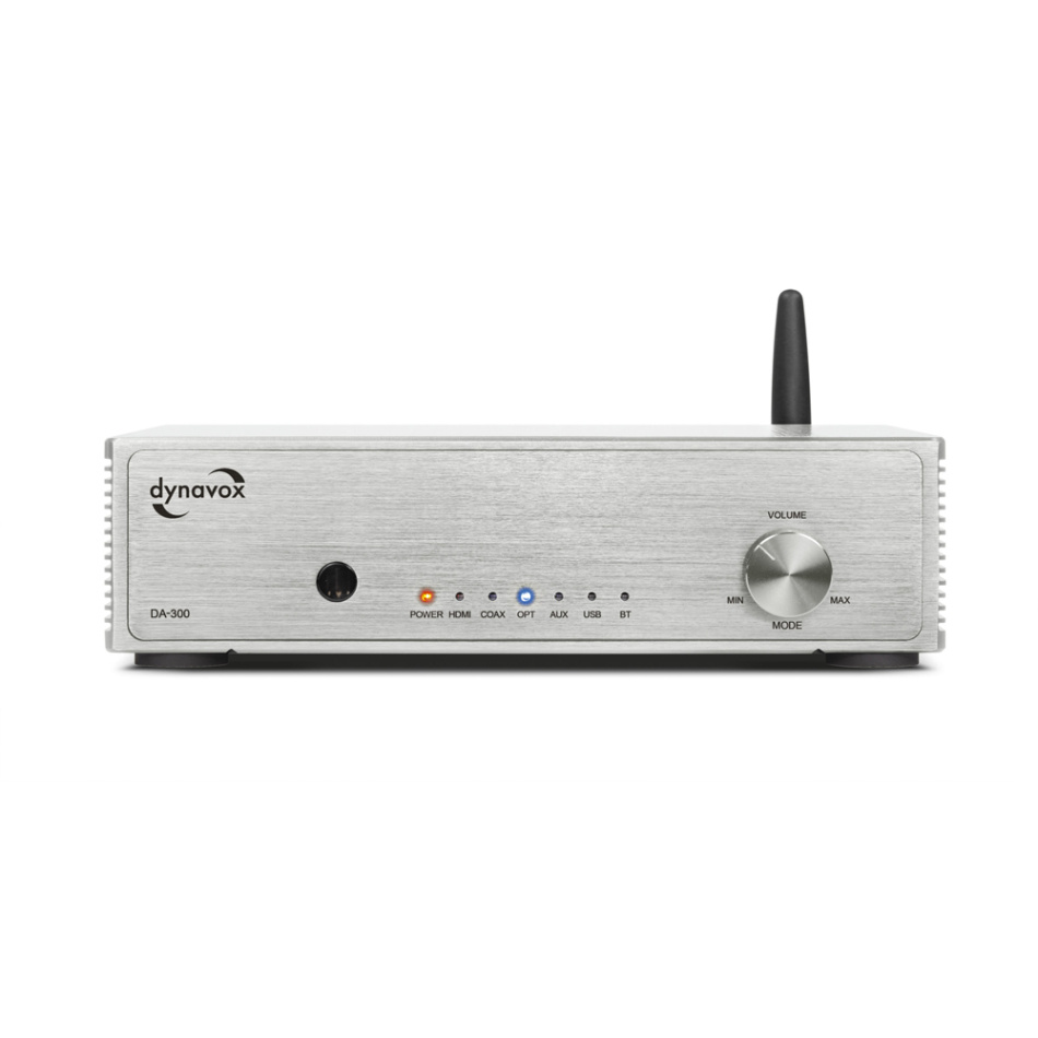 Dynavox DA-300 kompakt forsterker med HDMI ARC & Bluetooth, sølv