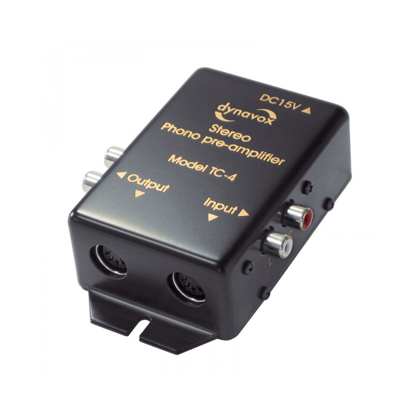 Dynavox TC-4 RIAA-trinn for platespiller med DIN & RCA, svart