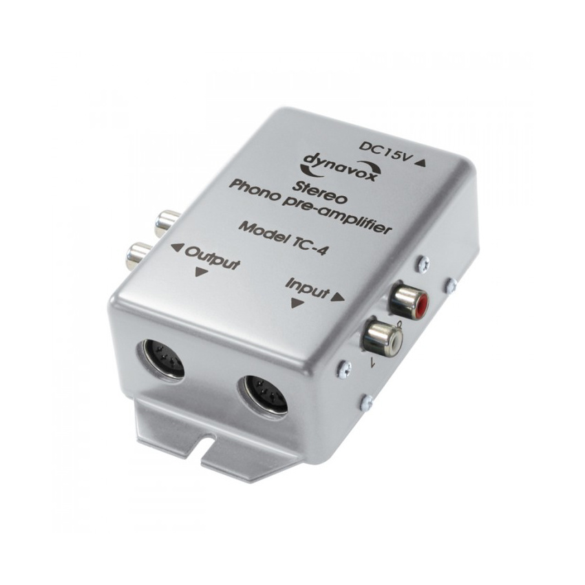 Dynavox TC-4 RIAA-trinn for platespiller med DIN & RCA, sølv