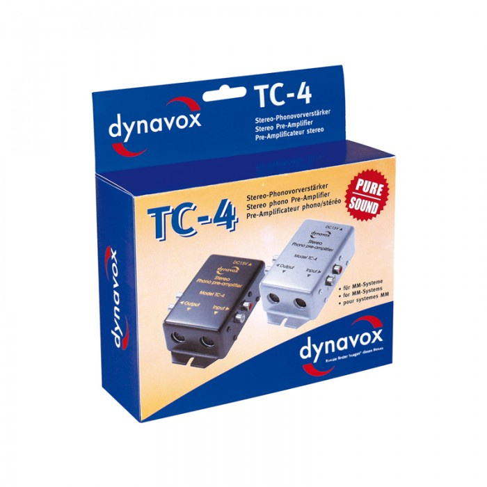 Dynavox TC-4 RIAA-trinn for platespiller med DIN & RCA, sølv