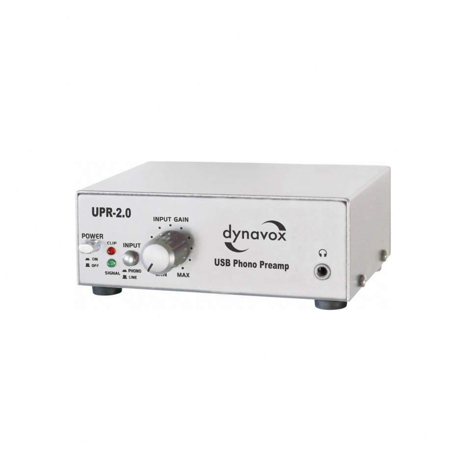 Dynavox UPR 2.0 RIAA-trinn med USB & hodetelefonforsterker for platespiller, sølv