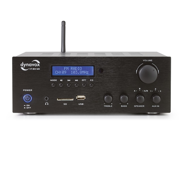 Dynavox VT80MK kompakt stereoforsterker med Bluetooth & Radio, svart