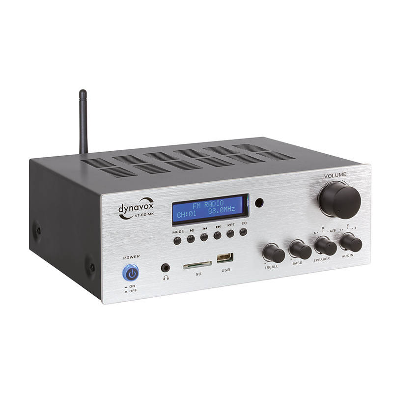 Dynavox VT80MK kompakt stereoforsterker med Bluetooth & Radio, sølv