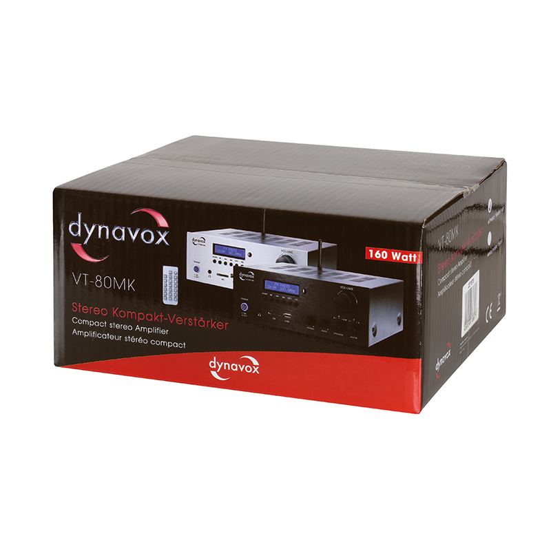 Dynavox VT80MK kompakt stereoforsterker med Bluetooth & Radio, sølv