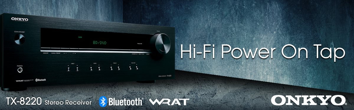 Onkyo TX-8220 stereoforsterker med DAC & RIAA-trinn, svart